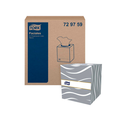 Tork Pañuelo Facial Cubo Premium Blanco · caja con 100 piezas · 80 hjs