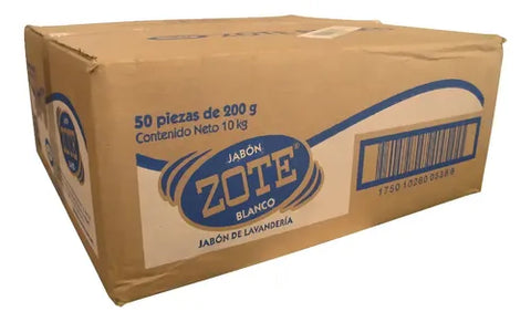 Jabón de Lavandería en Barra Zote · Caja 50 pzas de 200 g