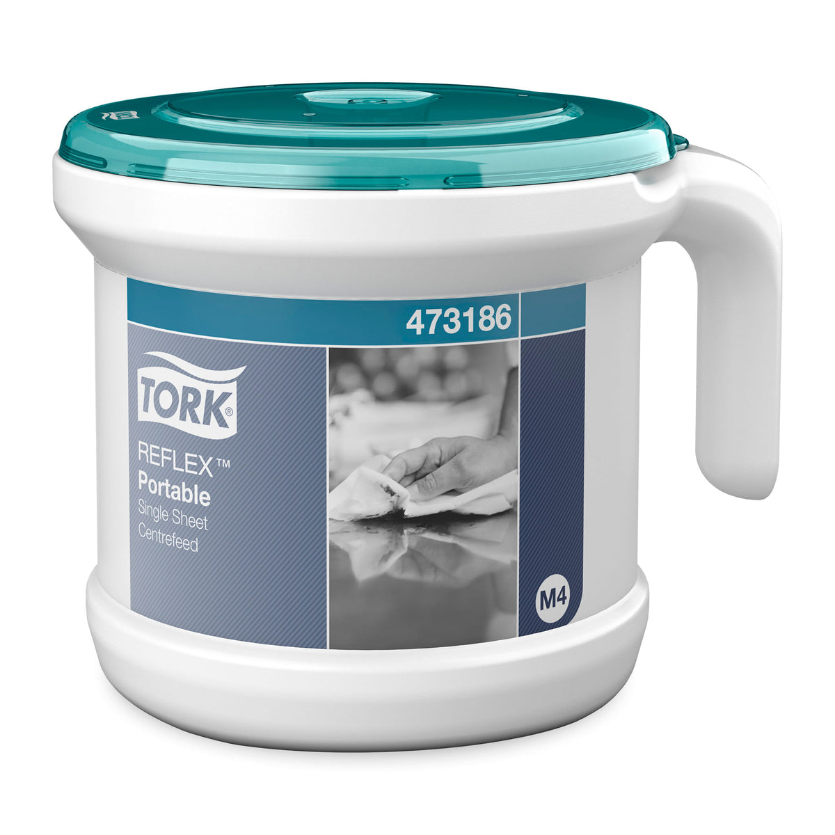 Cubeta portátil Tork Reflex sistema M4 blanca y turquesa para limpieza móvil