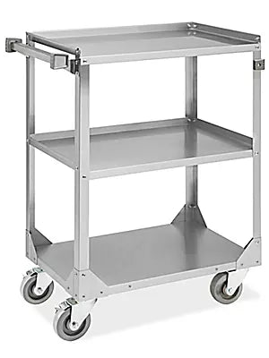 Carrito de servicio de acero inoxidable de 2 repisas de 71 x 43 x 84 cm para cocina