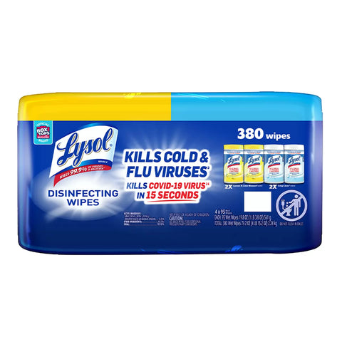 Toallas Desinfectantes Lysol · 4 x 95 toallas