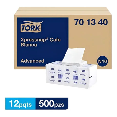 Tork Xpressnap® Café Servilleta Advanced N10 Blanco · caja con 12 piezas · 500 hjs