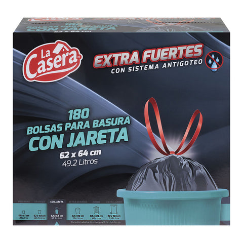 Bolsas para Basura La Casera Cierra Fácil · 180 piezas de 49.2 L