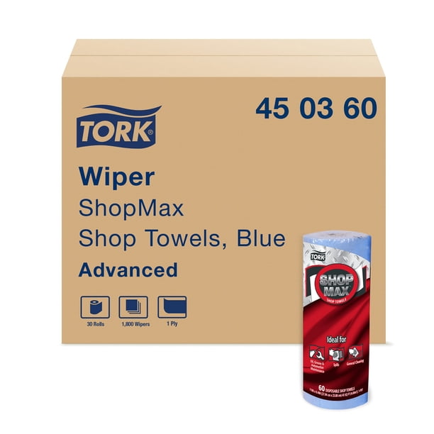 Toalla de papel Tork Shopmax azul de alta absorción, caja con 30 rollos de 60 hojas