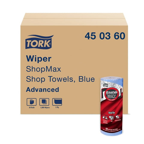 Tork Shopmax® Toalla de Papel Resistente de Alta Absorción Azul · caja con 30 piezas · 60 hjs