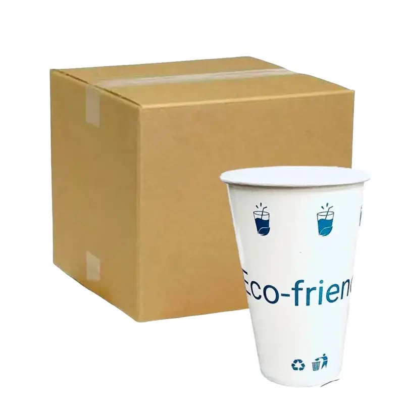 Vaso de Papel Biodegradable para Bebidas Frías 16 oz · Caja con 1,000 piezas