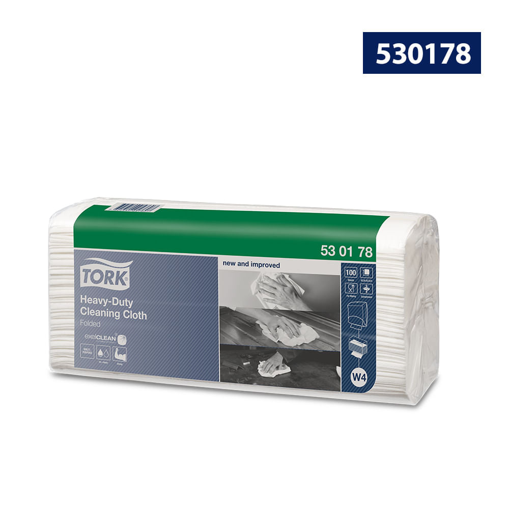 Paño de limpieza Tork resistente blanco, caja con 6 paquetes de 100 hojas