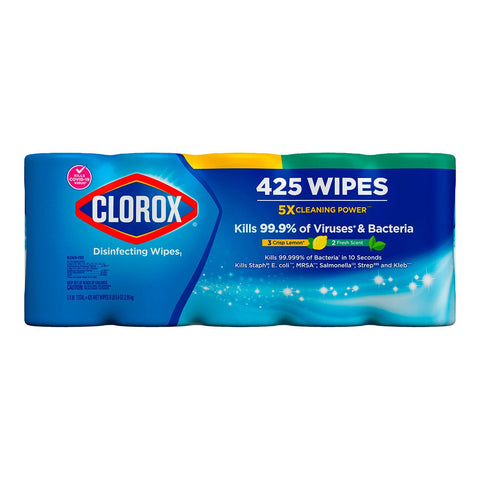 Toallas Desinfectantes Clorox · 5 x 85 piezas