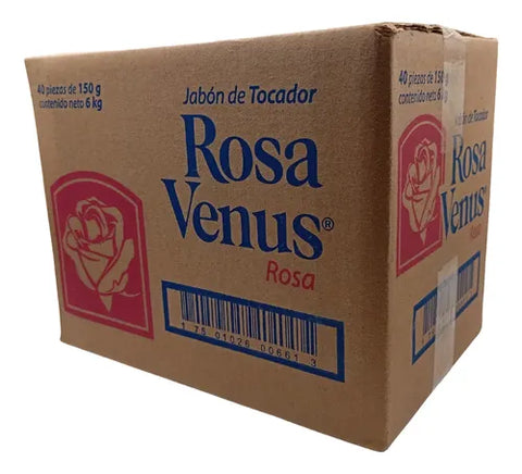 Jabón de Tocador Rosa Venus · Caja 40 pzas de 150 g