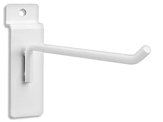 Ganchos de Clavija para Panel Ranurado · 15 cm · Blancos · Caja con 25 piezas