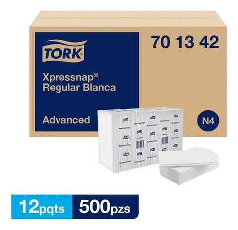 Tork Xpressnap Napkin Advanced Blanco · caja con 12 piezas · 500 hjs
