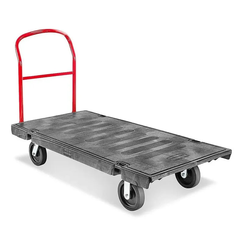 Carrito con plataforma de plástico y llantas de poliolefina de 76 x 152 cm para almacén