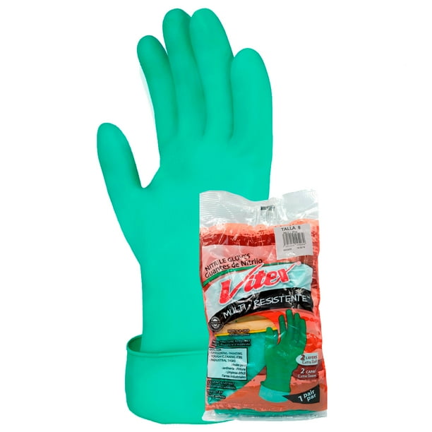 Guantes de Nitrilo Multirresistente Verde Vitex · Talla estándar
