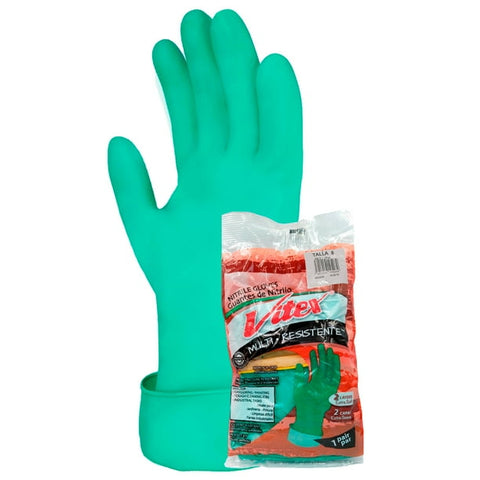 Guantes de Nitrilo Multirresistente Verde Vitex · Talla estándar