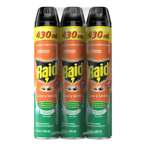 Insecticida Raid Max Eucalipto en Aerosol · 3 x 430 ml