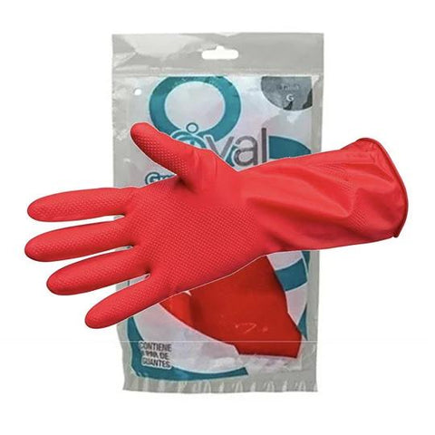 Guantes de Látex Económico Rojo Oval · Tallas 7 y 8