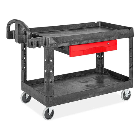 Rubbermaid Carrito Utilitario Negro con Cajón · 137 × 66 × 84 cm · 1 pieza