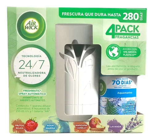 Kit aromatizante Air Wick Freshmatic con difusor automático y 4 repuestos