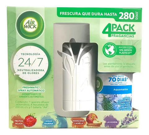 Aromatizante Air Wick Freshmatic · 1 Aparato + 4 Repuestos