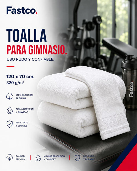 Toalla de Gimnasio Blanca 40 × 90 cm · Paquete de 4 piezas