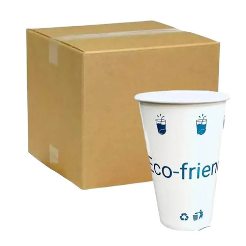 Vaso de Papel Biodegradable para Bebidas Frías 12 oz · Caja con 1,000 piezas