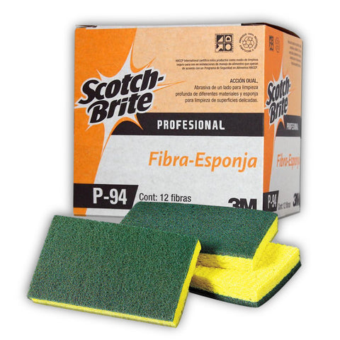 Fibra con Esponja Verde/Amarilla Scotch-Brite · Modelo P-94