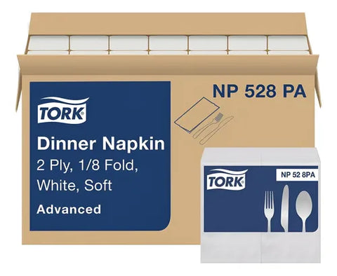 Tork Servilleta Dinner 1/8 Advanced Blanco · caja con 28 piezas · 100 hjs