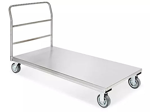 Carrito con plataforma de acero inoxidable de 61 x 122 cm para almacén y planta de alimentos