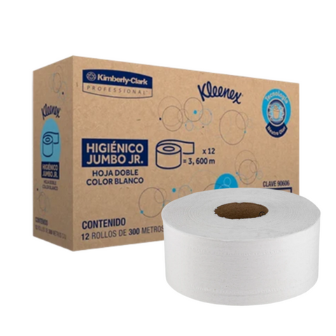 Papel Higiénico Jumbo Jr. Kleenex Neutro Olor 300 m · Caja 12 rollos