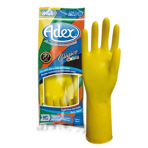 Guantes de Látex Multicolor Adex · No. 8 · azul, amarillo y negro