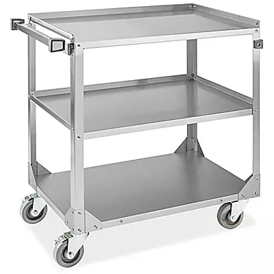 Carrito de servicio de acero inoxidable de 3 repisas de 79 x 48 x 84 cm para cocina y hotel