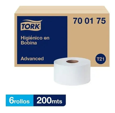 Tork Higienico en Bobina Advanced T2 Blanco · caja con 6 piezas · 200 mts