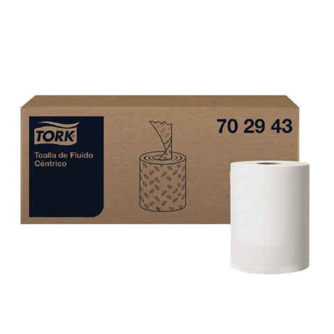 Tork Toalla Fluido Céntrico Universal 837 Hojas x Rollo Blanco · caja con 6 piezas · 180 mts