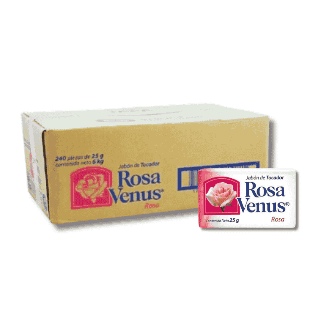 Jabón de Tocador Rosa Venus · Caja 240 pzas de 25 g