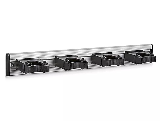 Soporte de ajuste rápido de 51 cm con 4 clips de goma para trapeador y escoba en clósets de limpieza