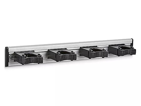 Soporte de ajuste rápido de 51 cm con 4 clips de goma para trapeador y escoba en clósets de limpieza
