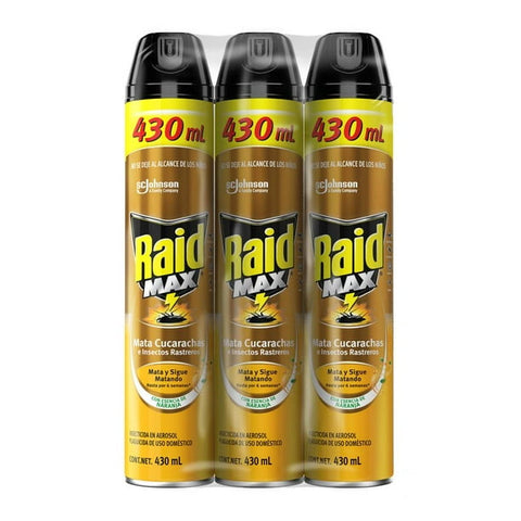Insecticida Raid Casa y Jardín en Aerosol · 3 x 430 ml